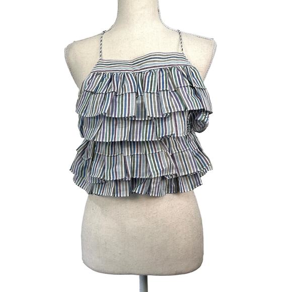 Anthropologie Magali Pascal Layered Ruffle Isla Top Tank Cami Striped - Picture 1 of 9